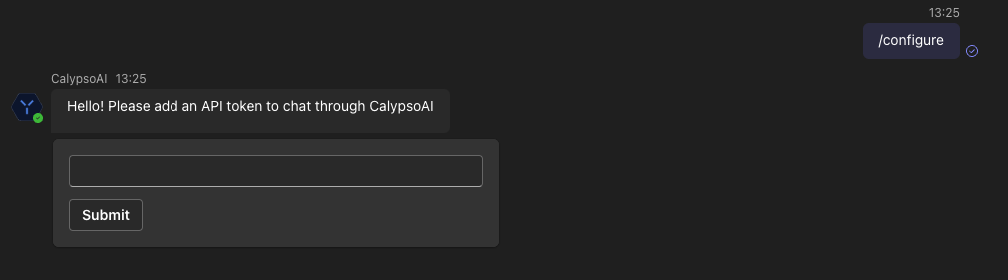 API token submission